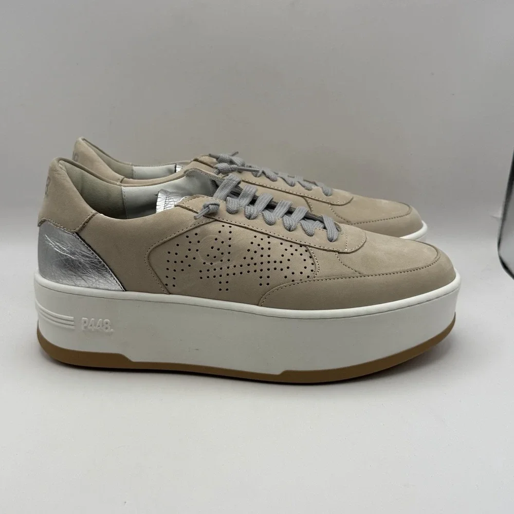 P448‎ Women's Empire Neutral Platform Sneakers Lace Up EU 40 Streetwear Size 9.5
